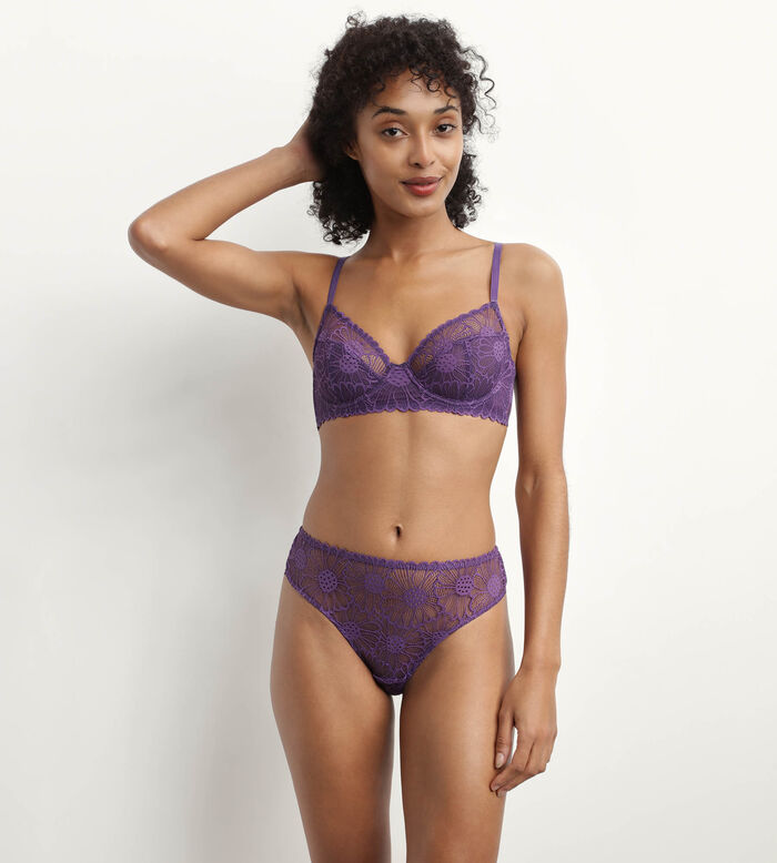 Full cup tulle and lace bra in Violet DIM Fleur, , DIM