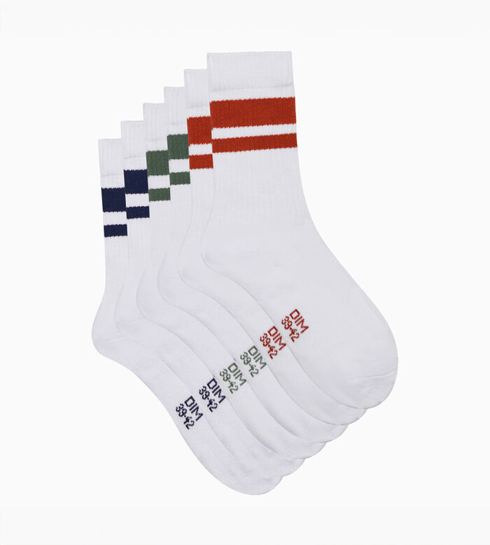 Pack de 3 pares de calcetines de hombre en algodón Blanco Verde EcoDim Sport, , DIM