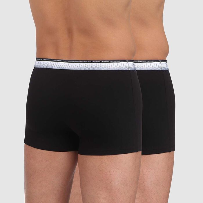Absolu Fit 2 pack trunks in black with fitted waistband, , DIM