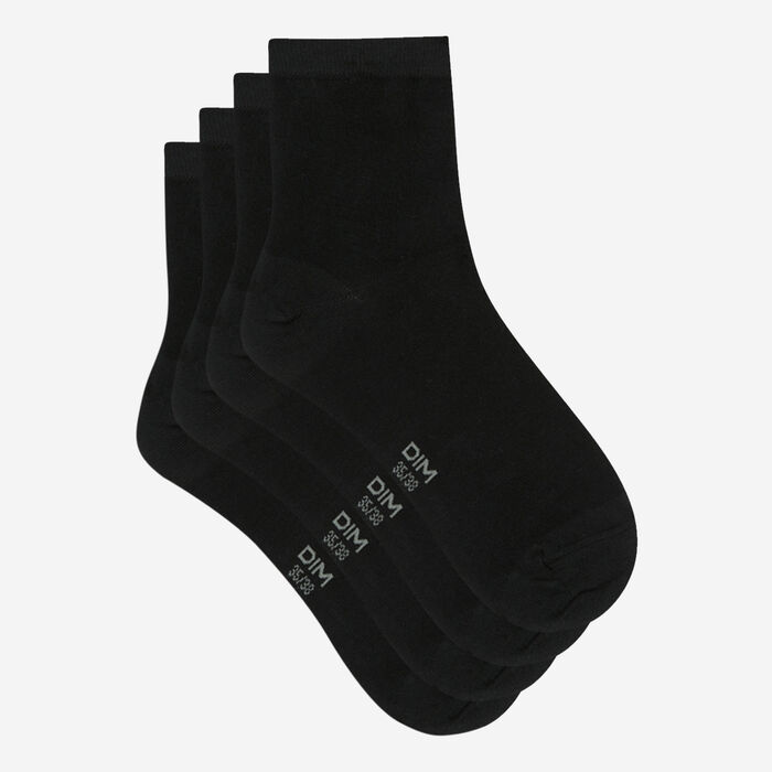 Pack of 2 pairs of black ankle socks for women, , DIM