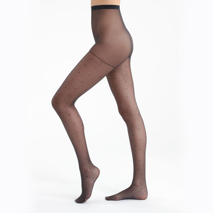 Madame So Chic 15 dotted swiss patterned tights in black, , DIM
