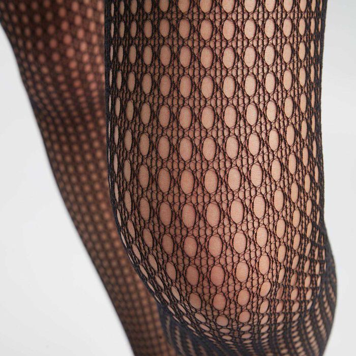 Dim Style  Black Women's tights in sheer veil cane pattern, , DIM