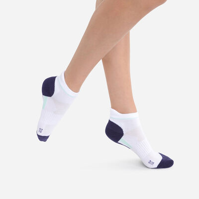 Juego de 2 pares de calcetines tobilleros cortos de mujer para impacto medio Blanco Dim Sport, , DIM