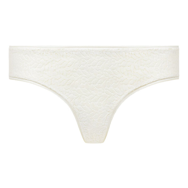 Women's Mother-of-Pearl MOD by Dim lace thong with a leaf pattern
