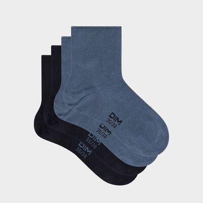Pack de 2 pares de calcetines bajos para mujer de algodón modal azul marino Dim Modal, , DIM