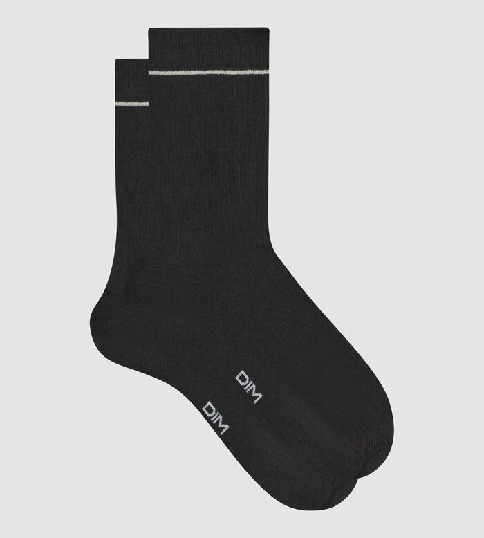 Schwarze Rippstrick-Socken aus Modal-Baumwolle - DIM Icons, , DIM