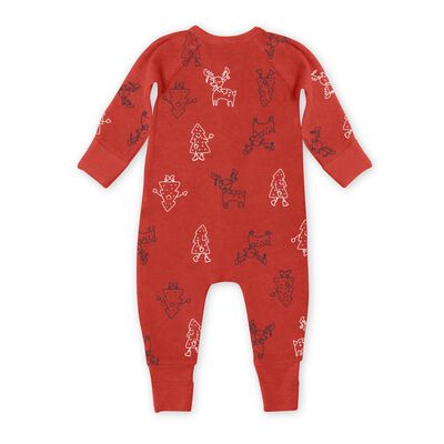 Pyjama bébé velours à zip double sens motif rennes Noël Dim ZIPPY ®, , DIM