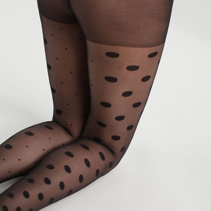 Women's 18d Black Dim Style sheer polka dot tights, , DIM