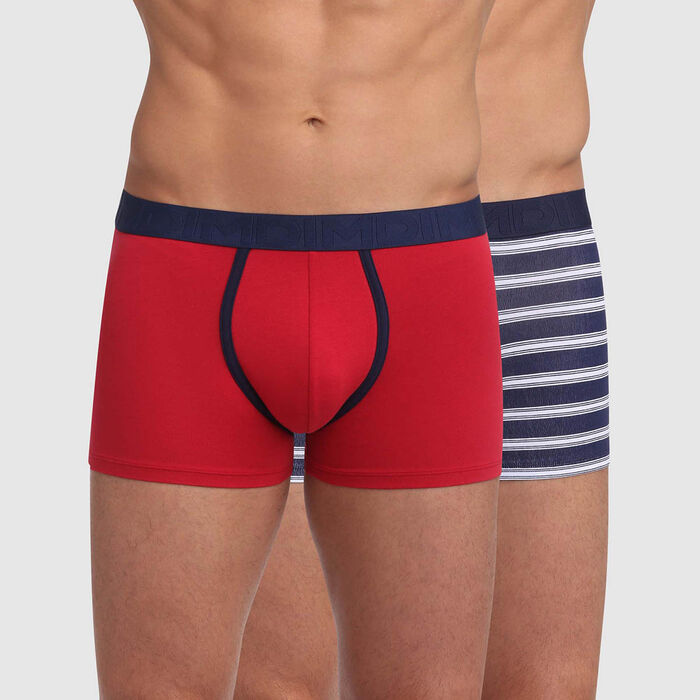 Mix and Fancy 2 pack trunks in topaz red and blue striped print, , DIM