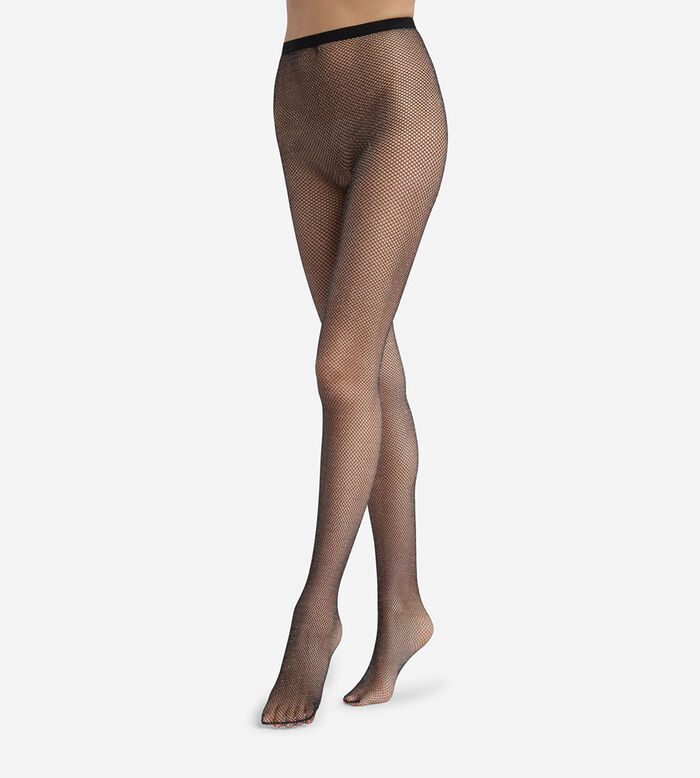 Women's tights in black fishnet and silver lurex Dim Style, , DIM