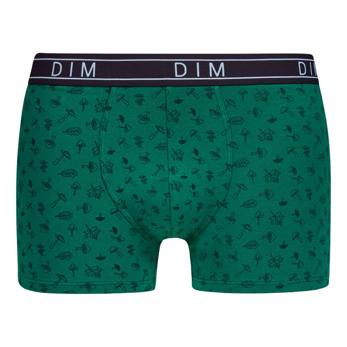 Men's boxers shorts in stretch cotton with forest print Vert Dim Fancy, , DIM
