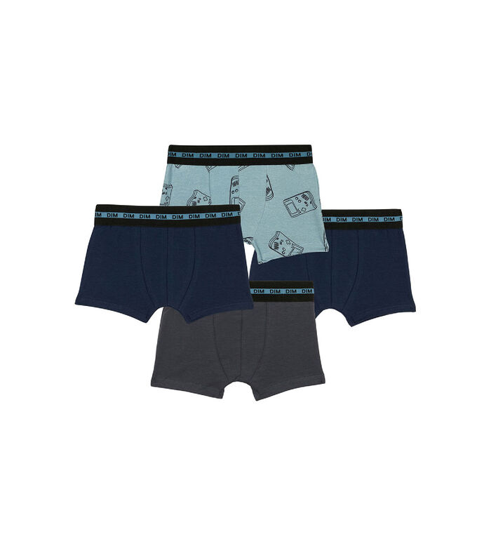 Pack of 4 boy's stretch cotton gameboy pattern boxers Blue EcoDim Fashion, , DIM