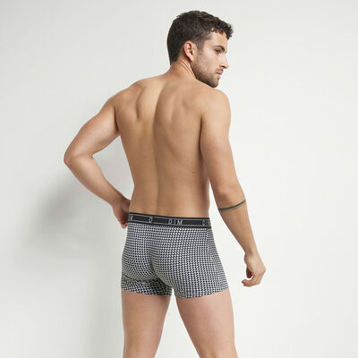 Men's boxers shorts in stretch cotton printed Pied de Coq Dim Fancy, , DIM