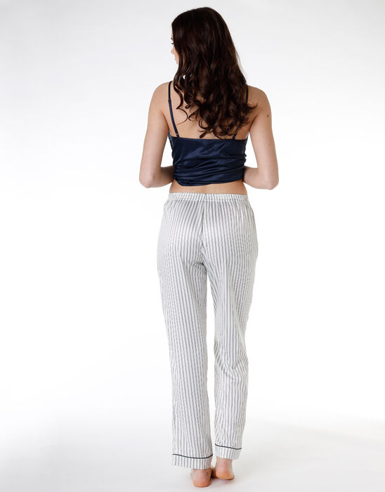 Pyjama trousers in satin, striped black and white, , DIM