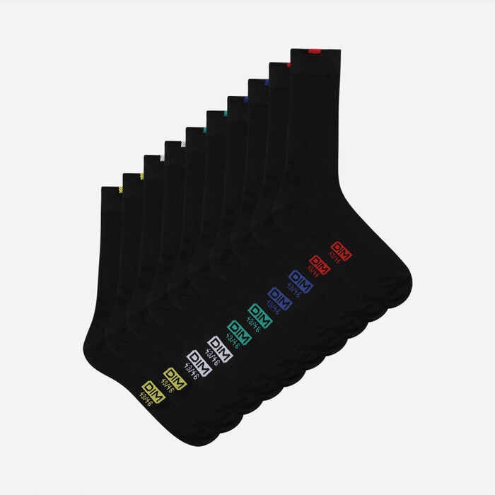 5er-Pack schwarze Herrensocken mit farbiger Markierung - EcoDIM, , DIM