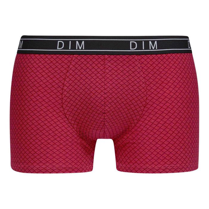 Men's stretch cotton boxers briefs with mosaic print Red Dim Fancy, , DIM