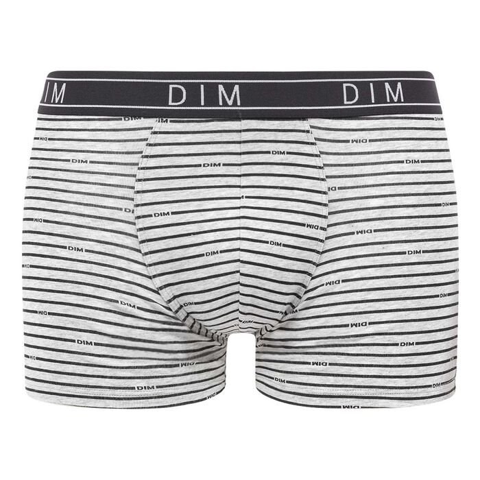 Dim Fancy Men's stretch cotton boxer shorts Grey with black stripes, , DIM