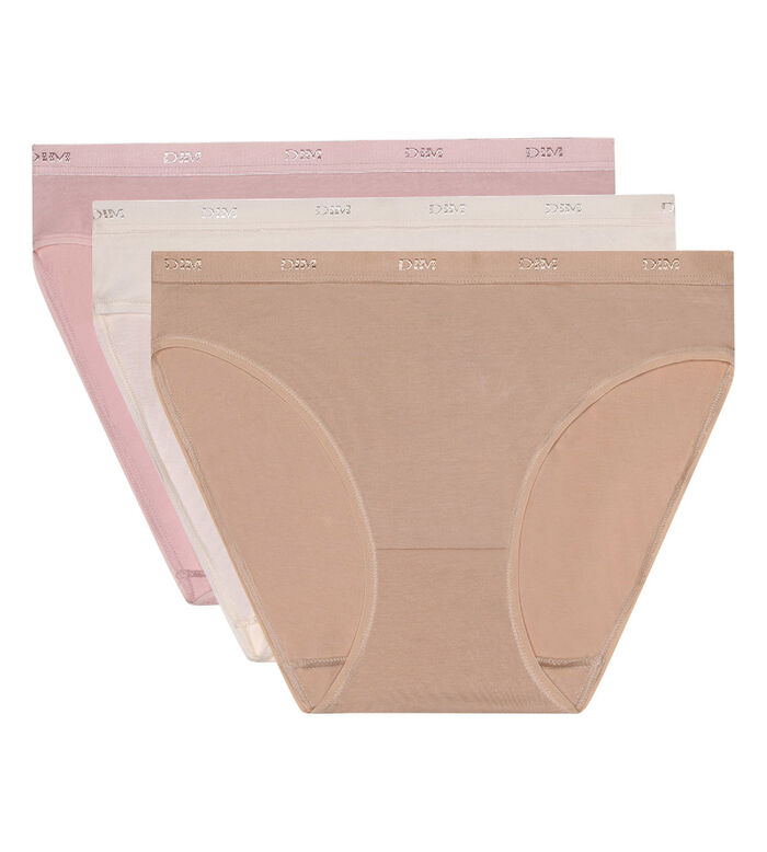 3er-Pack Slips rosa/hautfarben/perlmutt aus Stretch-Baumwolle – Pockets EcoDIM, , DIM