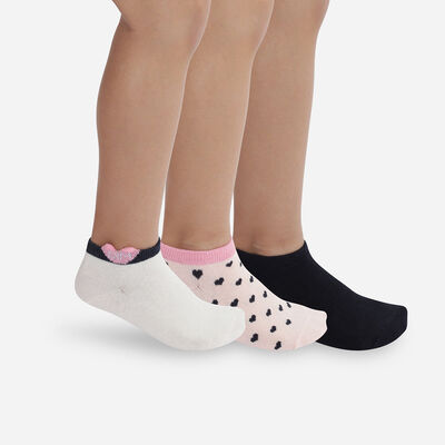 Набор из 3-х пар детских носков с принтом сердечки Ivoire Rose Coton Style, , DIM