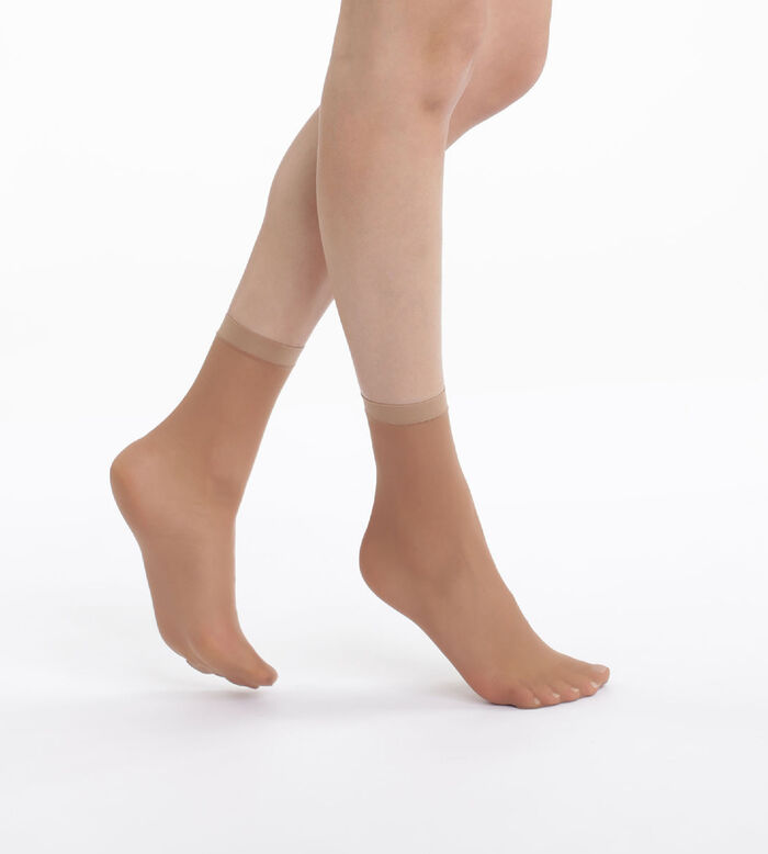 Комплект из 4 пар полупрозрачных коротких носков EcoDIM светло-коричневого цвета 30D, , DIM
