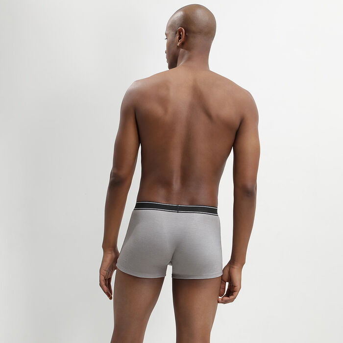 Dim Elegant men's modal cotton rock grey boxers with striped waistband, , DIM