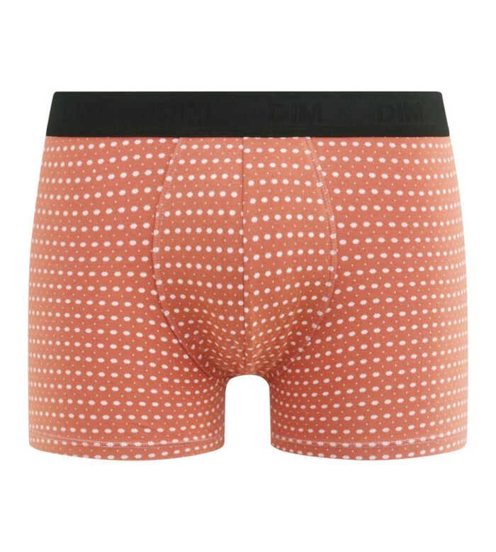 Men's stretch cotton boxers shorts with geometric patterns in Noisette Dim Fancy, , DIM
