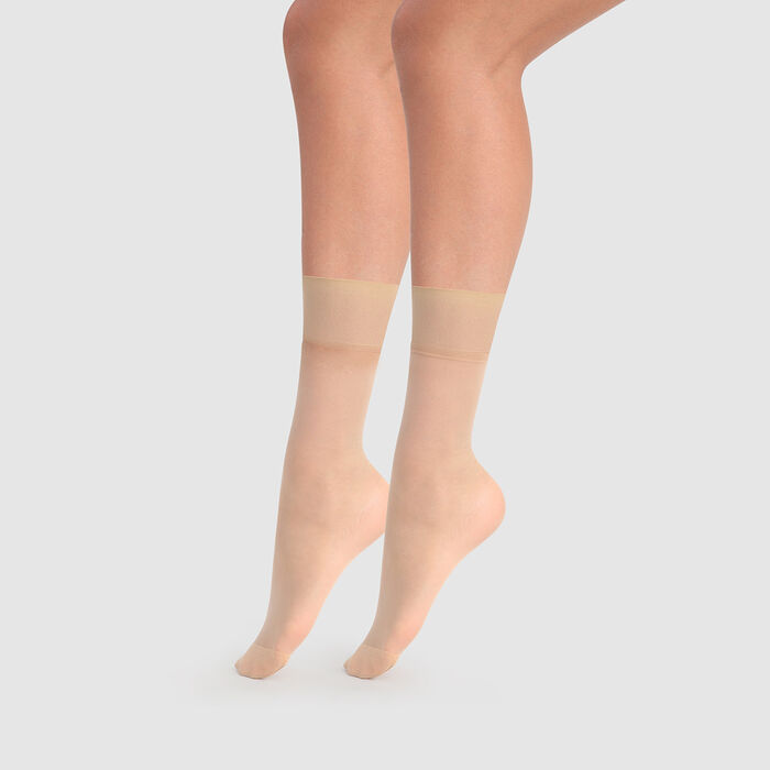 2er-Pack nudefarbene extra-hohe transparente Socken 20D - My Easy, , DIM