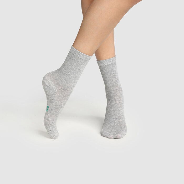 Набор 2 шт.: серые женские носки из натурального хлопка Green by Dim, , DIM