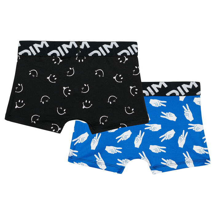 Dim Micro Pack of 2 boys' boxers in recycled microfibre with peace motif, , DIM