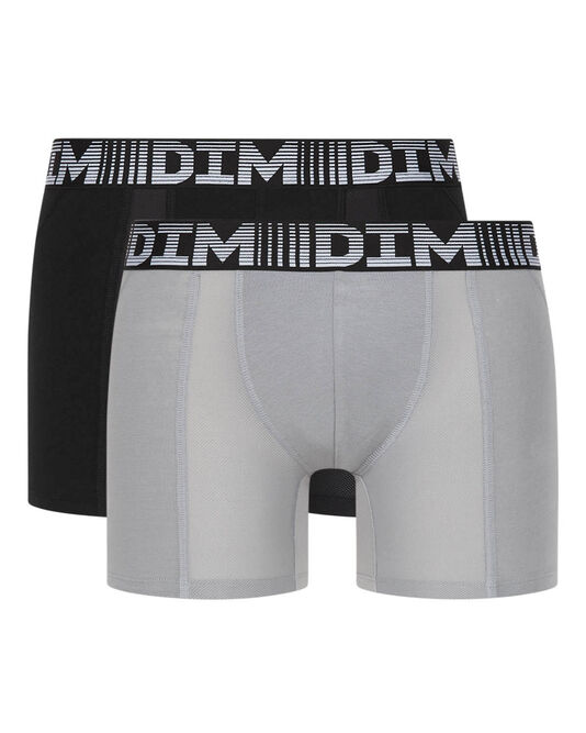 3D Flex Air Pack of 2 men's black-grey anti-perspirant long boxers