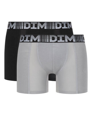 2er-Pack längere Anti-Transpirant-Boxershorts schwarz/hellgrau - 3D Flex Air, , DIM