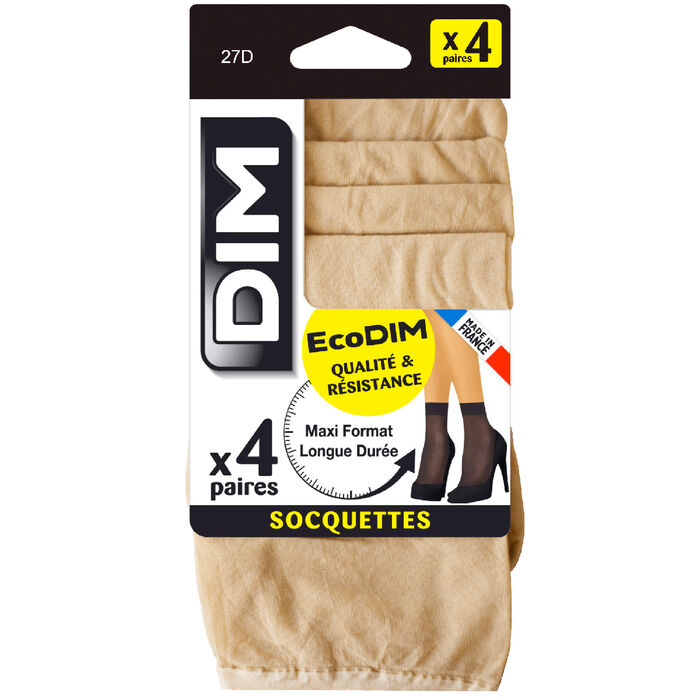 4er-Pack semi-transparente Socken 27D hellbeige - EcoDIM, , DIM