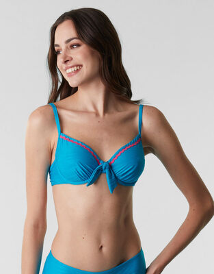 Underwired bikini bra in ocean azure, , DIM