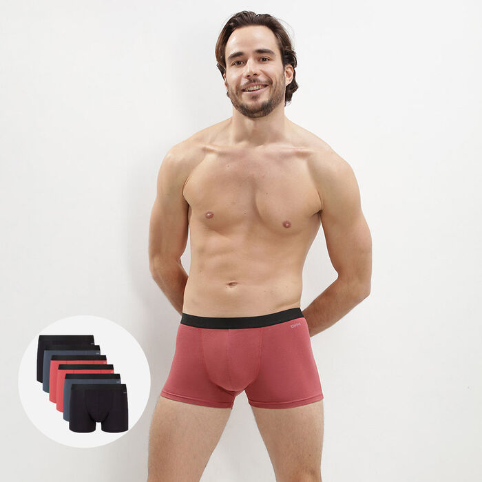 6er-Pack Boxershorts aus Stretch-Baumwolle schwarz/rot/grau - EcoDIM, , DIM