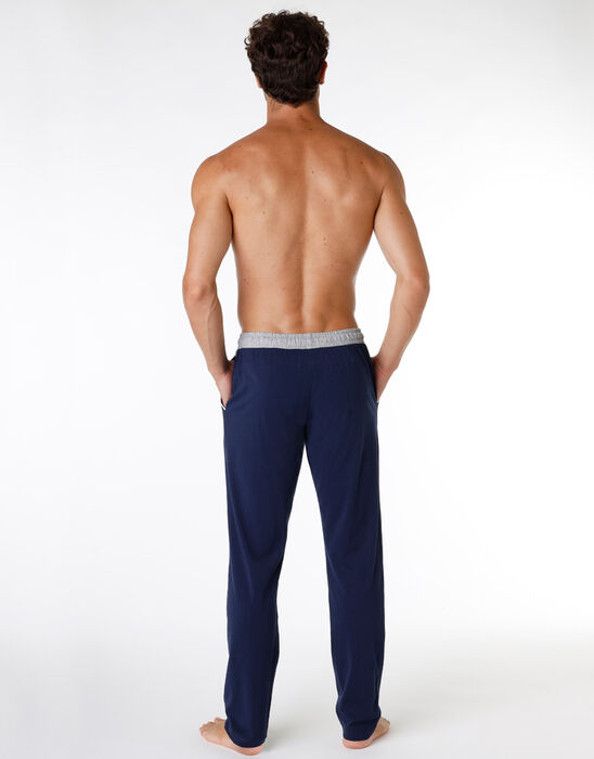 Pantalón de pijama para hombre en punto 100% algodón, azul marino , , DIM