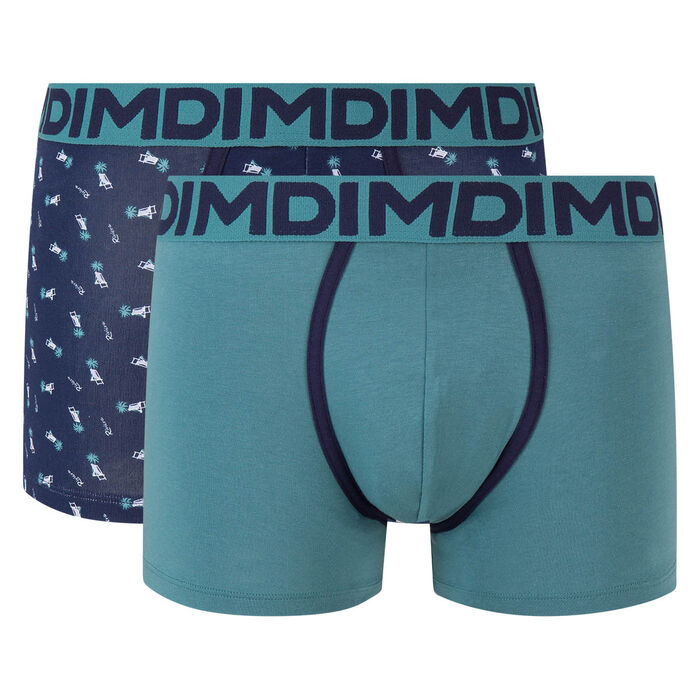 Lot de 2 boxers coton stretch vert viride imprimé transat Mix and Fancy, , DIM