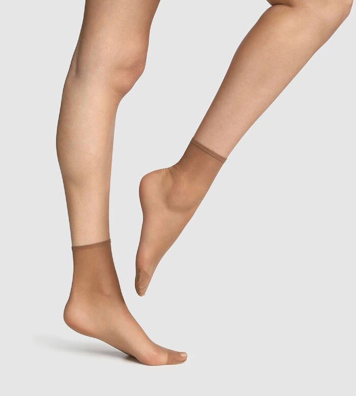 Комплект из 2 пар коротких носков Sublim 14D оттенка газель с радужным блеском, , DIM