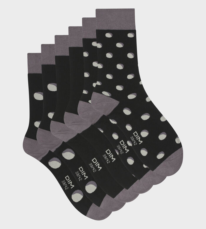 Lot de 3 paires de chaussettes homme à pois Gris Noir EcoDim Style, , DIM