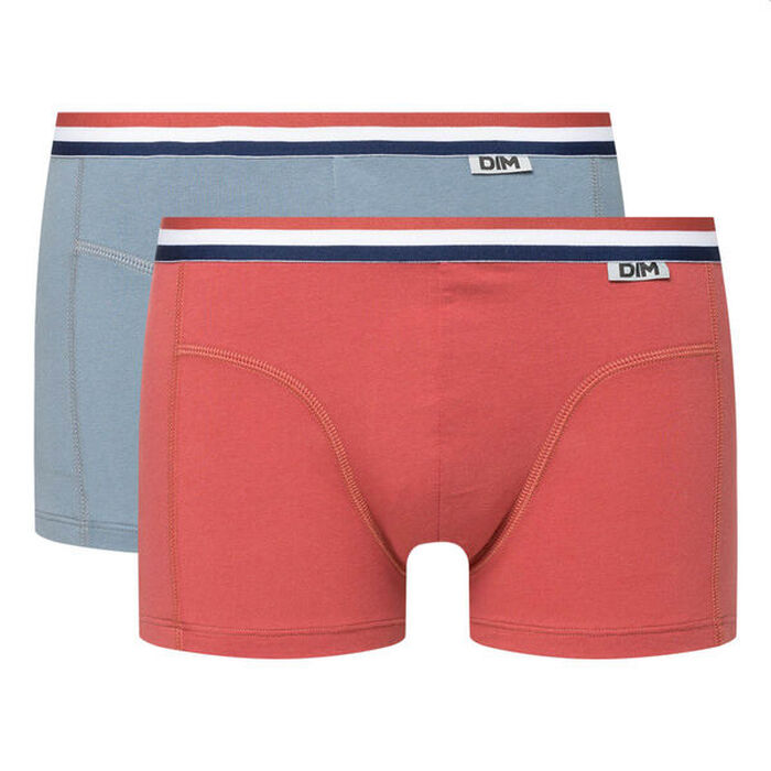 Lot de 2 boxers coton stretch ceinture tricolore rouge gris EcoDIM, , DIM