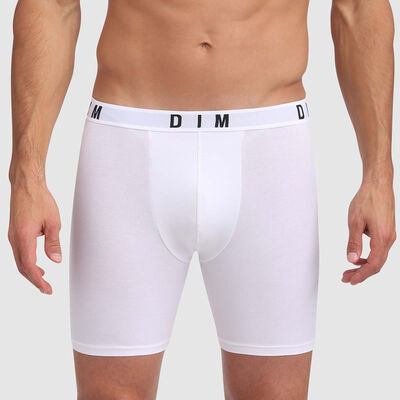 DIM Originals men's modal cotton long boxers in white, , DIM