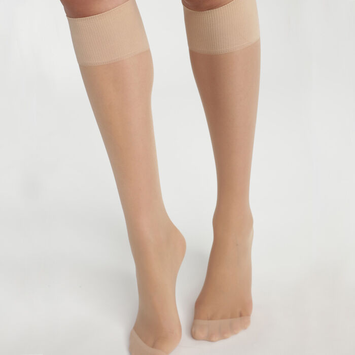 Pack de dos pares de calcetines altos en  de Licra reforzada Beis Ultra Resist, , DIM