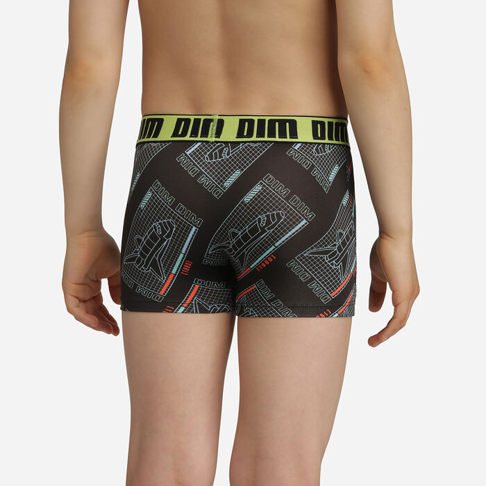 Children's Black Green Fluo Dim Micro microfibre boxer shorts with a gaming design, , DIM