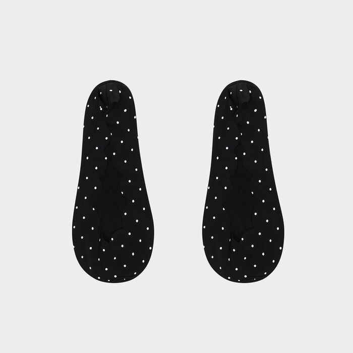 Dim InvisiFit Fancy black foot sock with polka dot pattern, , DIM