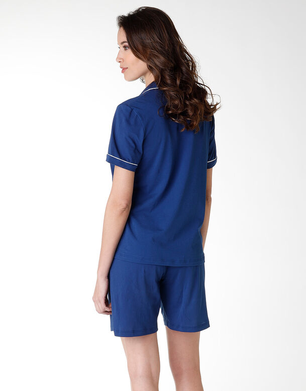 Kurzer offener Pyjama-Set in Blau, , DIM