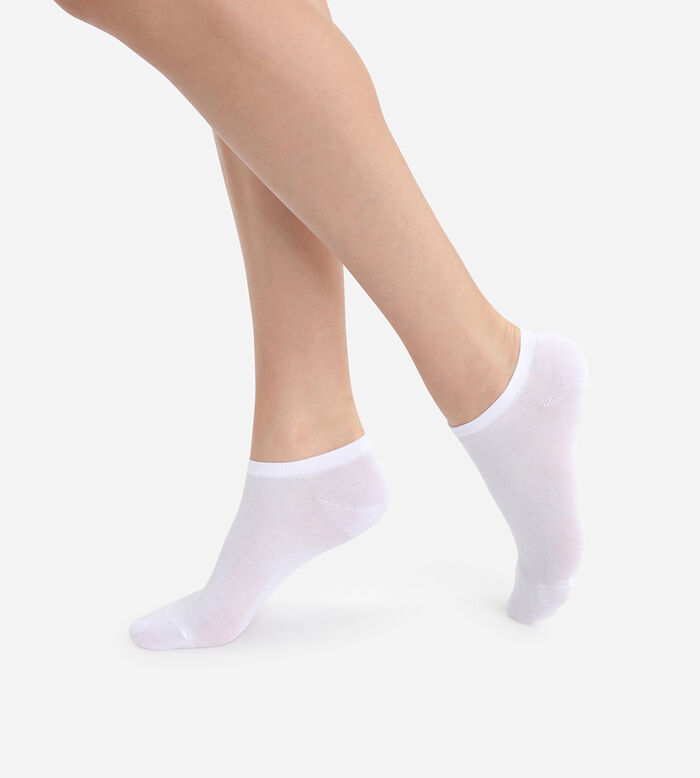 Pack of 2 pairs of white cotton modal socks for women