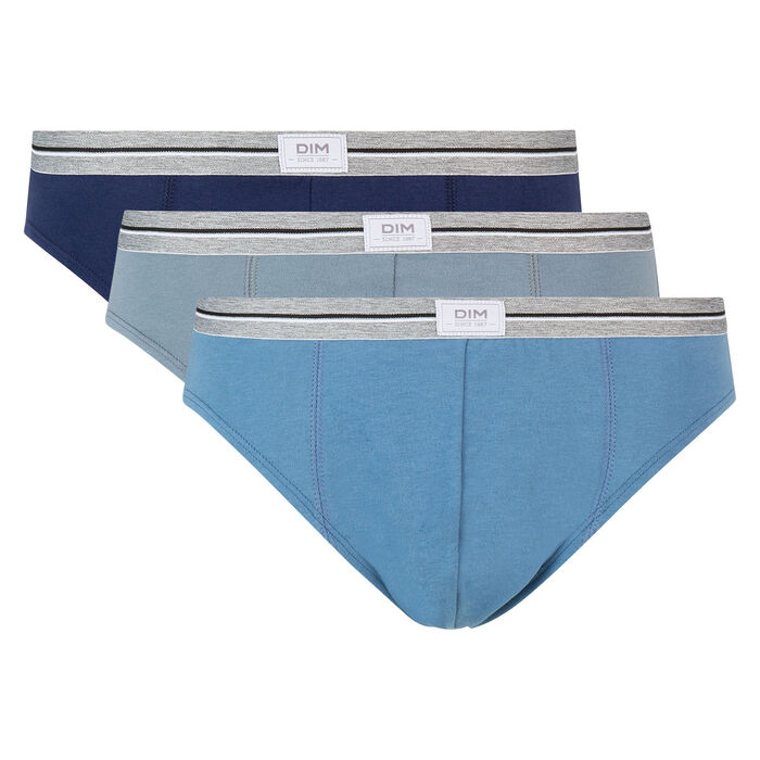 Ultra Resist 3 pack resistant stretch cotton briefs in grey and denim blue, , DIM