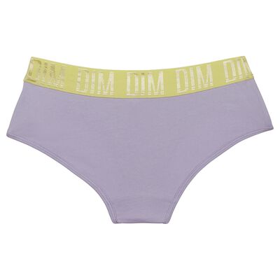 Girl's shorty in Lila stretch cotton and Anis belt Dim Sport, , DIM