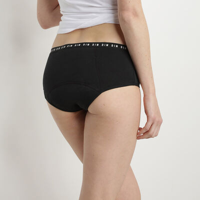 Black washable period shorty in cotton - heavy flow Dim Protect, , DIM
