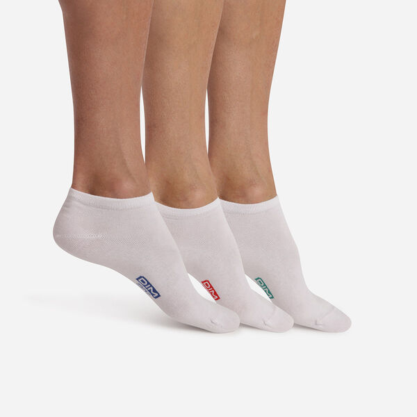 Pack of 3 pairs of white cotton trainer socks for men