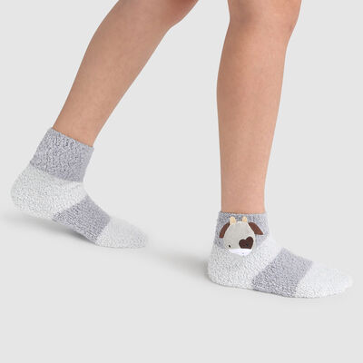 Non-slip cow's head 3D grey Kids Cocoon sock for kids, , DIM